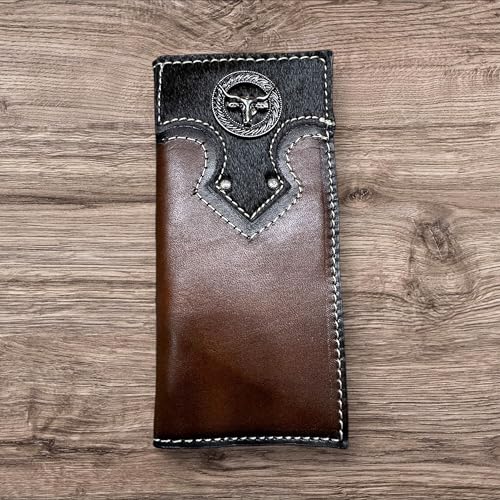 Leather Bi Fold Long Wallet Longhorn Concho Cowhair High End Made In Mexico