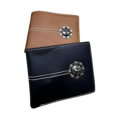 Leather Wallet Cross Concho Cowboy Soft Leather