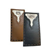 Leather Long Wallet Cowhair Cowboy Praying At Cross Concho Stich Accent