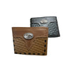 Leather Wallet Basketwave Cowboy Texas Longhorn Concho Bi Fold High End