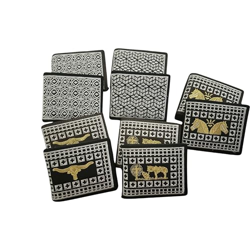 Western Rodeo Leather Wallet – Bi-Fold Cowboy Style Silver Diamond Geometric Design