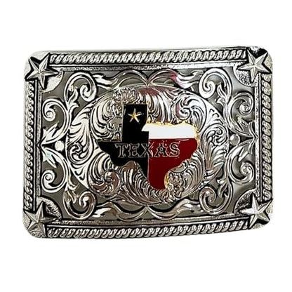 Custom Cowboy Rectangle Silver Belt Buckles For Men Floral Gold Concho