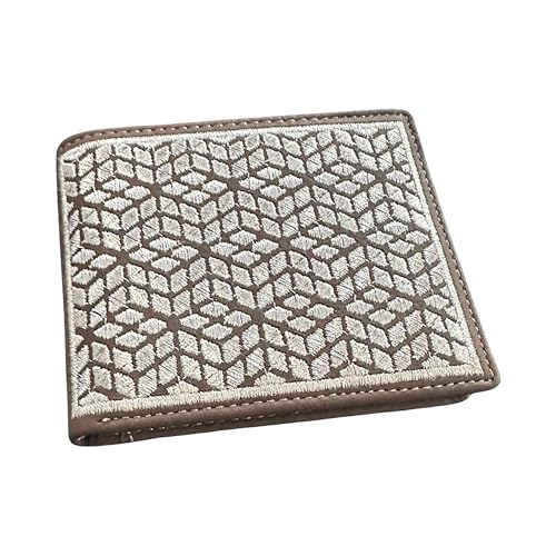 Western Rodeo Leather Wallet – Bi-Fold Cowboy Style Silver Diamond Geometric Design