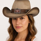 Women’s Western Cowboy Hat – High-End Rice Paper Woven Design – Longhorn Concho Band