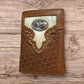 Leather Tri Fold Wallet Concho & Cowhair