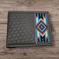 Western Stakes Leather Bi Fold Mens Wallet Tapestry Blue Diamond Arrow Design Hand Crafted Wallets