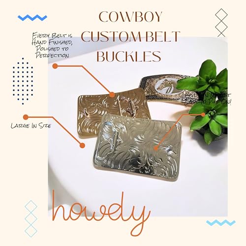 Western Stakes Cowboy Silver Belt Buckles For Men Floral Sun Rose Gold Concho High End Custom Big Hand Crafted Buckles