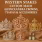 Western Stakes Princess Tiara Crown Crystal Rhinestone for Wedding, Quinceañera & Pageant