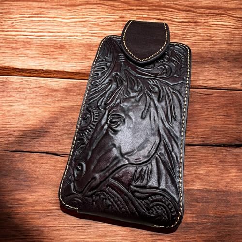 Western Stakes Western Leather Phone Belt Holster Tooled Horse