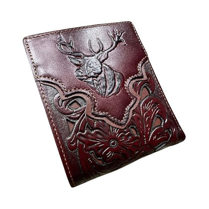 Floral Cowboy Deer Buck Embossed Leather Wallet