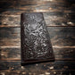 Leather Long Wallet Floral Embossed Deer Buck Bi Fold Hand Crafted Mens Wallets