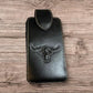 Western Stakes Leather Phone Belt Holster Embossed Longhorn Lonestar