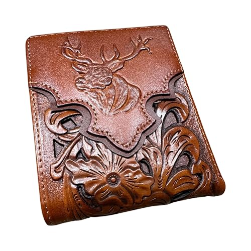 Floral Cowboy Deer Buck Embossed Leather Wallet