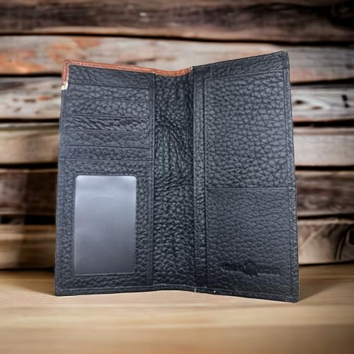 Western Stakes | Leather Long Wallet | Floral Tooled Cowboy at Cross