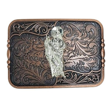 Custom Cowboy Copper Belt Buckles For Men Floral Silver Concho High End Custom