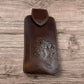 Western Leather Phone Belt Holster Emboss Cowboy Praying at Cross