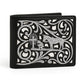 Western Stakes Cowboy Praying Bi-Fold Leather Wallet with Embroidered Cowboy & Cross Design
