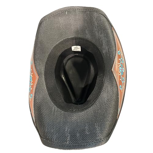 Women’s Western Cowboy Hat – High End Rice Paper Woven Design – Floral Concho Band