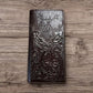 Leather Long Wallet Floral Embossed Deer Buck Bi Fold Hand Crafted Mens Wallets