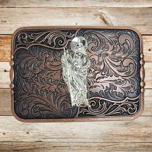 Custom Cowboy Copper Belt Buckles For Men Floral Silver Concho High End Custom