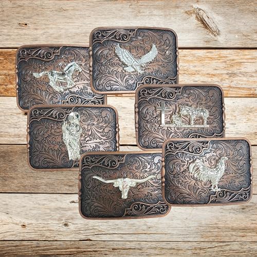 Custom Cowboy Copper Belt Buckles For Men Floral Silver Concho High End Custom