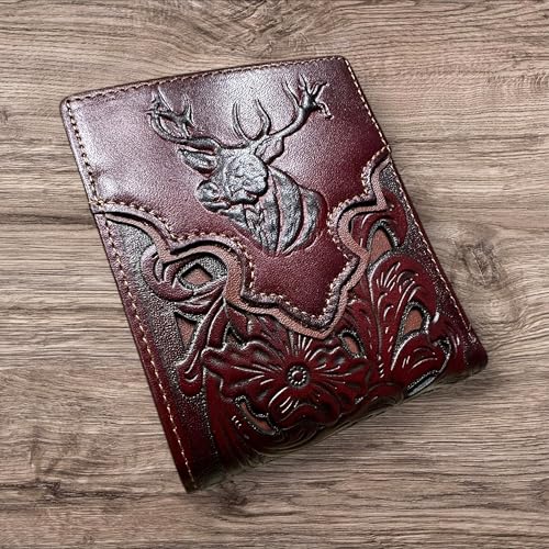 Floral Cowboy Deer Buck Embossed Leather Wallet