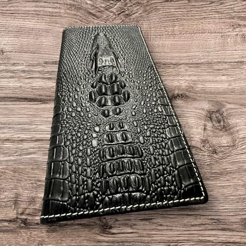 Leather Long Wallet Alligator Head Design Leather Wallet