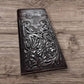 Leather Long Wallet Floral Embossed Rooster Gallo Bi Fold High End Mens Wallet