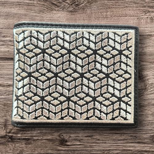 Western Rodeo Leather Wallet – Bi-Fold Cowboy Style Silver Diamond Geometric Design