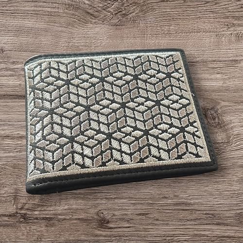 Western Rodeo Leather Wallet – Bi-Fold Cowboy Style Silver Diamond Geometric Design