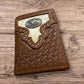 Leather Tri Fold Wallet Concho & Cowhair