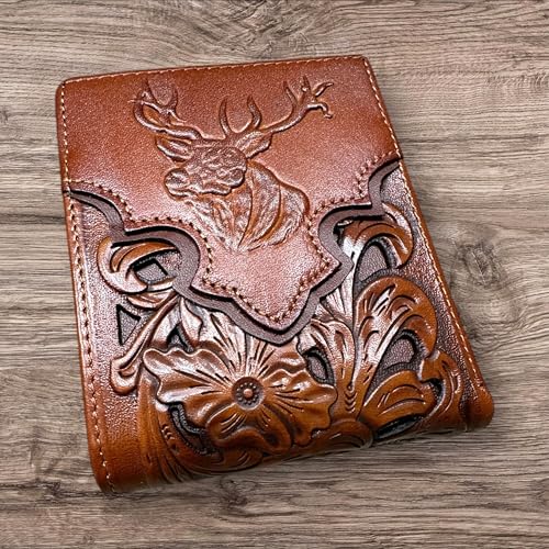 Floral Cowboy Deer Buck Embossed Leather Wallet