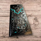 Leather Long Wallet Floral Embossed Rooster Gallo Bi Fold High End Mens Wallet