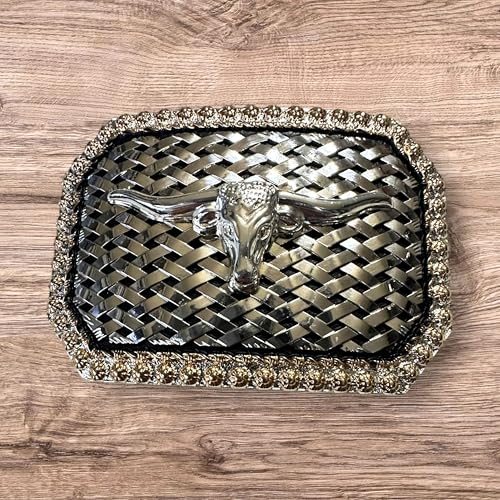 Cowboy Belt Buckles For Men Basketweave Studded Barbwire High End Concho