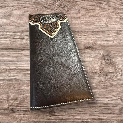 Western Stakes | Leather Long Wallet | Floral Tooled Cowboy at Cross