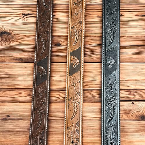 Leather Western Belts For Men Cowboy Tooled Embossed