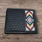 Western Stakes Leather Bi Fold Mens Wallet Tapestry Diamond Arrow Design Hand Crafted High End Wallets Leather Gifts For Men