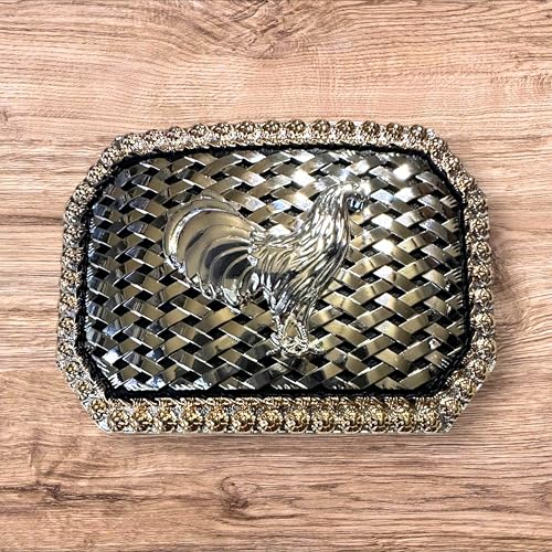 Cowboy Belt Buckles For Men Basketweave Studded Barbwire High End Concho