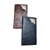 Western Stakes Leather Bi Fold Long Wallet Cowboy Praying at Cross Concho Tooled Floral Embossed