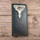 Leather Long Wallet Cowhair Horseshoe Lone Star Cowhide Bi Fold Hand Crafted High End Smooth Leather