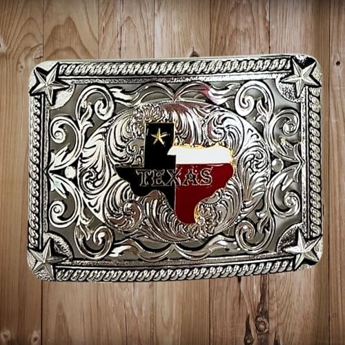 Custom Cowboy Rectangle Silver Belt Buckles For Men Floral Gold Concho