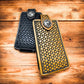 Leather Phone Belt Holster Case Embossed Tooled Diamond Pattern