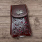 Western Stakes Leather Phone Belt Holster Floral Cutout Tooled