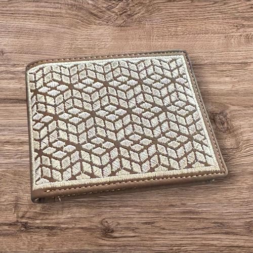 Western Rodeo Leather Wallet – Bi-Fold Cowboy Style Silver Diamond Geometric Design