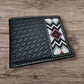 Western Stakes Leather Bi Fold Mens Wallet Tapestry Diamond Red Cross Design Rodeo Wallet Cowboy Style Hand Crafted High End Mens Wallets Leather Gifts For Men