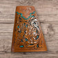 Leather Long Wallet Floral Embossed Rooster Gallo Bi Fold High End Mens Wallet