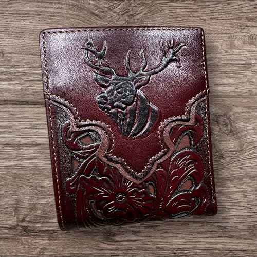 Floral Cowboy Deer Buck Embossed Leather Wallet