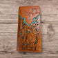 Leather Long Wallet Floral Embossed Rooster Gallo Bi Fold High End Mens Wallet