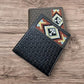 Western Stakes Leather Bi Fold Mens Wallet Tapestry Diamond Cross Design Hand Crafted Wallet