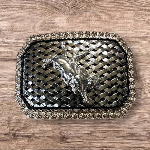 Cowboy Belt Buckles For Men Basketweave Studded Barbwire High End Concho